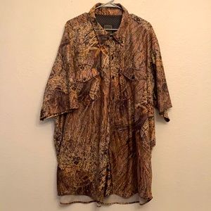 4XL Button Down Camo Hunting Shirt Large Pockets